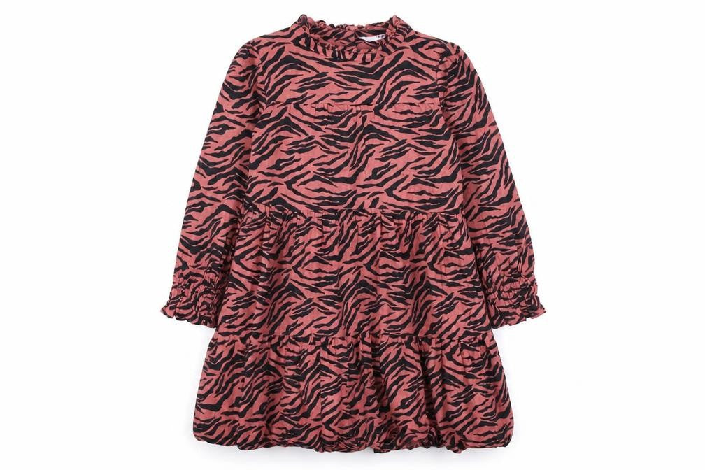 Marks and Spencer Girls Pink Zebra Print Long Sleeve Knee Length Dress 3-4 Years