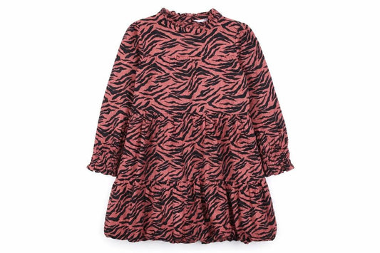 Marks and Spencer Girls Pink Zebra Print Long Sleeve Knee Length Dress 3-4 Years