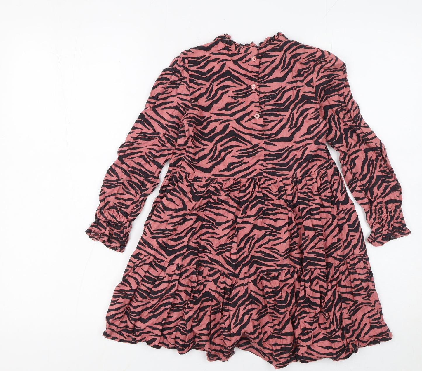 Marks and Spencer Girls Pink Zebra Print Long Sleeve Knee Length Dress 3-4 Years
