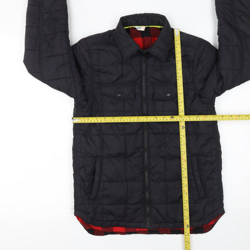 H&M Boys Black Quilted Jacket 11-12 Years Winter Padded Zip Pockets