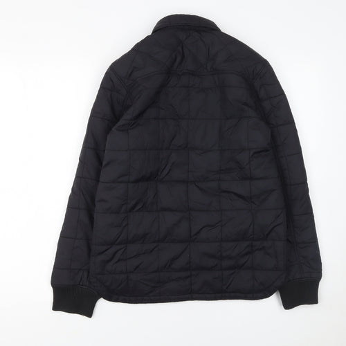 H&M Boys Black Quilted Jacket 11-12 Years Winter Padded Zip Pockets