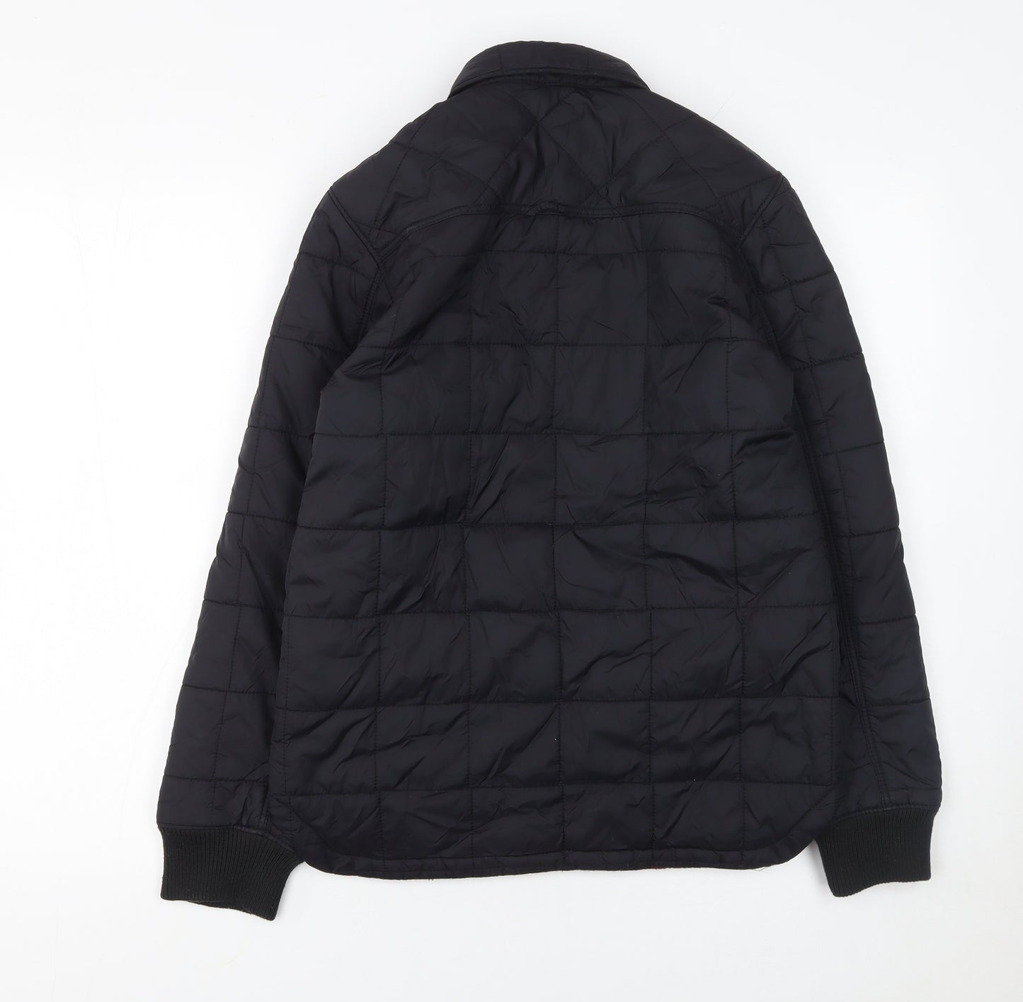 H&M Boys Black Quilted Jacket 11-12 Years Winter Padded Zip Pockets