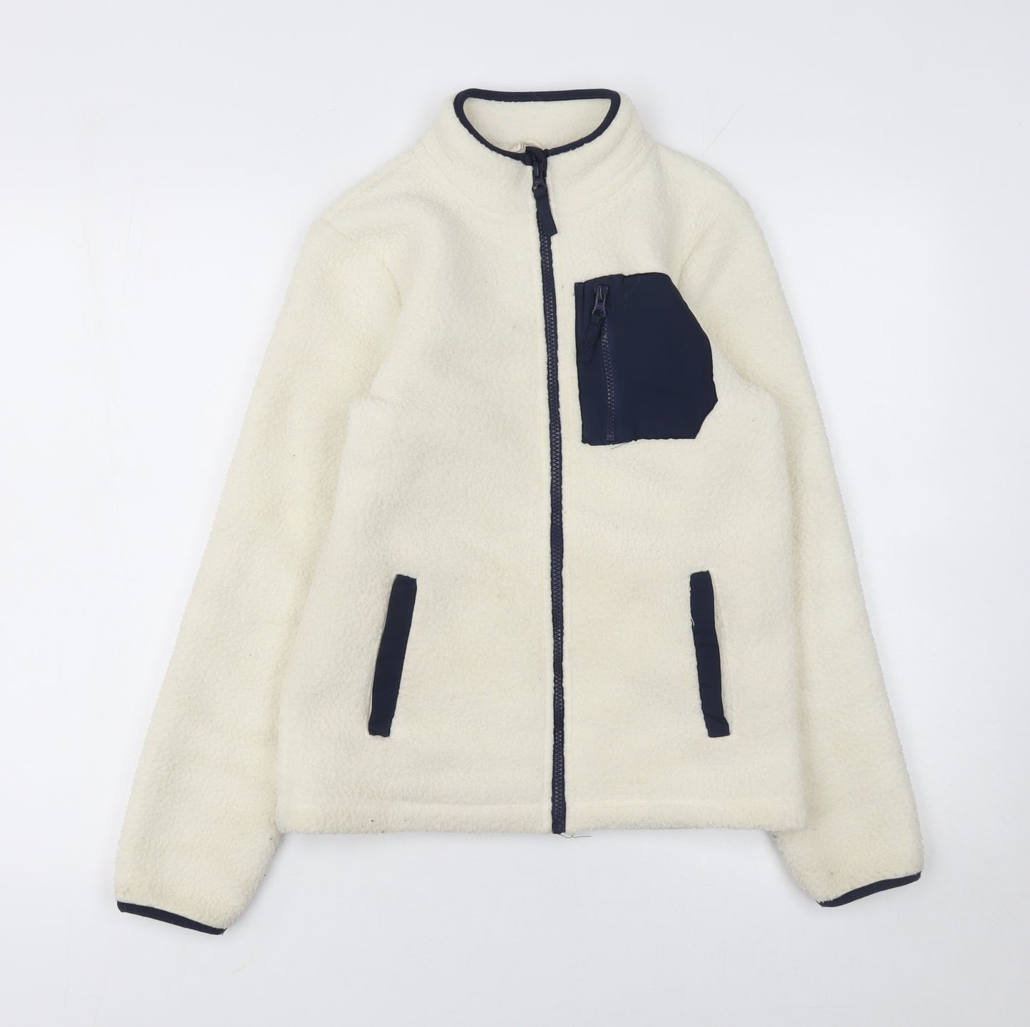 Mountain Warehouse Boys Ivory Fleece Jacket 11-12 Years Full Zip Outdoor
