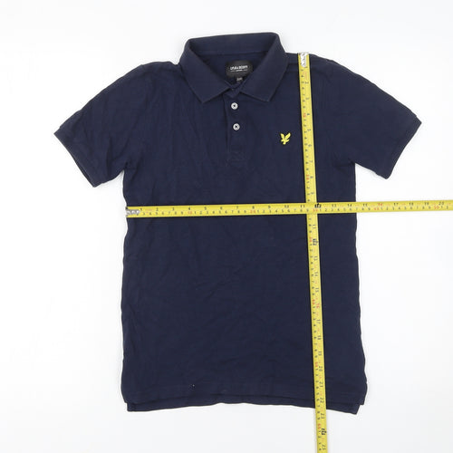 Lyle & Scott Boys Blue Polo Shirt 9-10 Years Cotton Short Sleeve