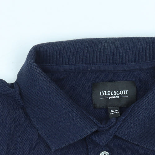 Lyle & Scott Boys Blue Polo Shirt 9-10 Years Cotton Short Sleeve