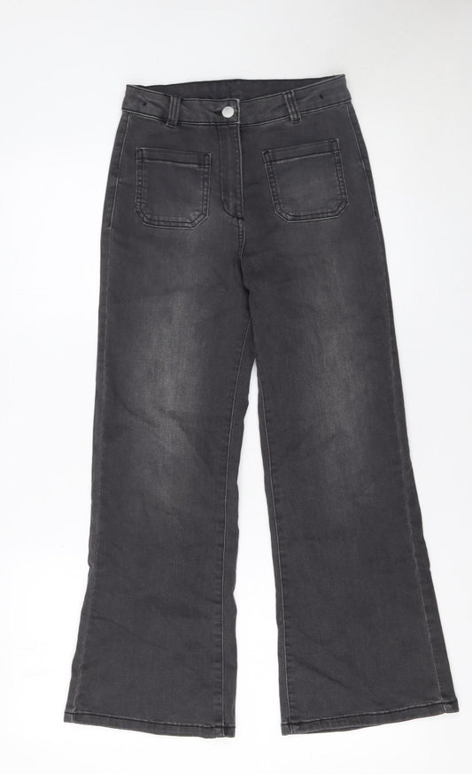 NEXT Girls Black Wide-Leg Jeans 10 Years Stretch Denim