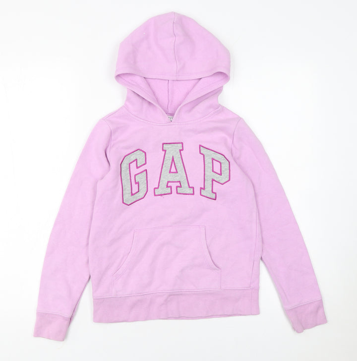 GAP Girls Pink Pullover Hoodie Size 10 Years Logo Fleece Sweatshirt