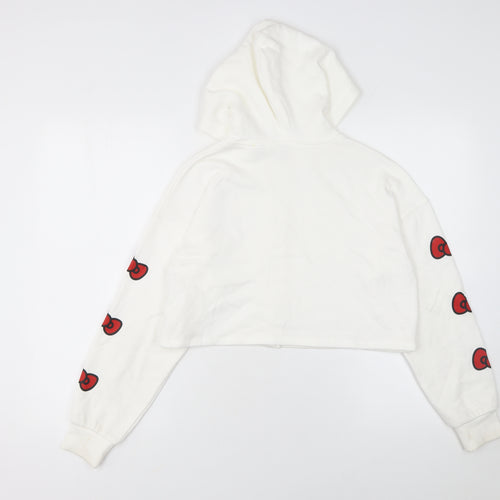 H&M Girls White Hello Kitty Full Zip Hoodie Size 10-12Y Cotton Blend