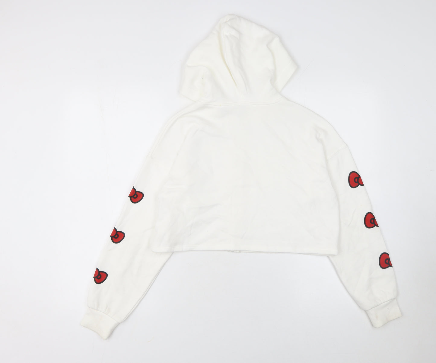 H&M Girls White Hello Kitty Full Zip Hoodie Size 10-12Y Cotton Blend