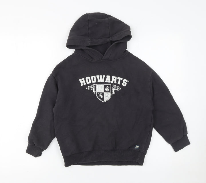 Marks and Spencer Boys Black Harry Potter Hogwarts Pullover Hoodie 7-8 Years