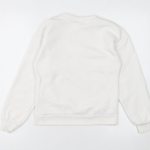 Barbie Girls White Sweatshirt 9-10 Years Crew Neck Long Sleeve Graphic Print