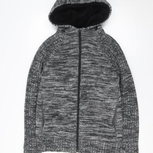 Primark Men’s Grey Knit Full Zip Hooded Jumper Size S