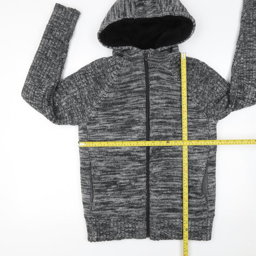 Primark Men’s Grey Knit Full Zip Hooded Jumper Size S