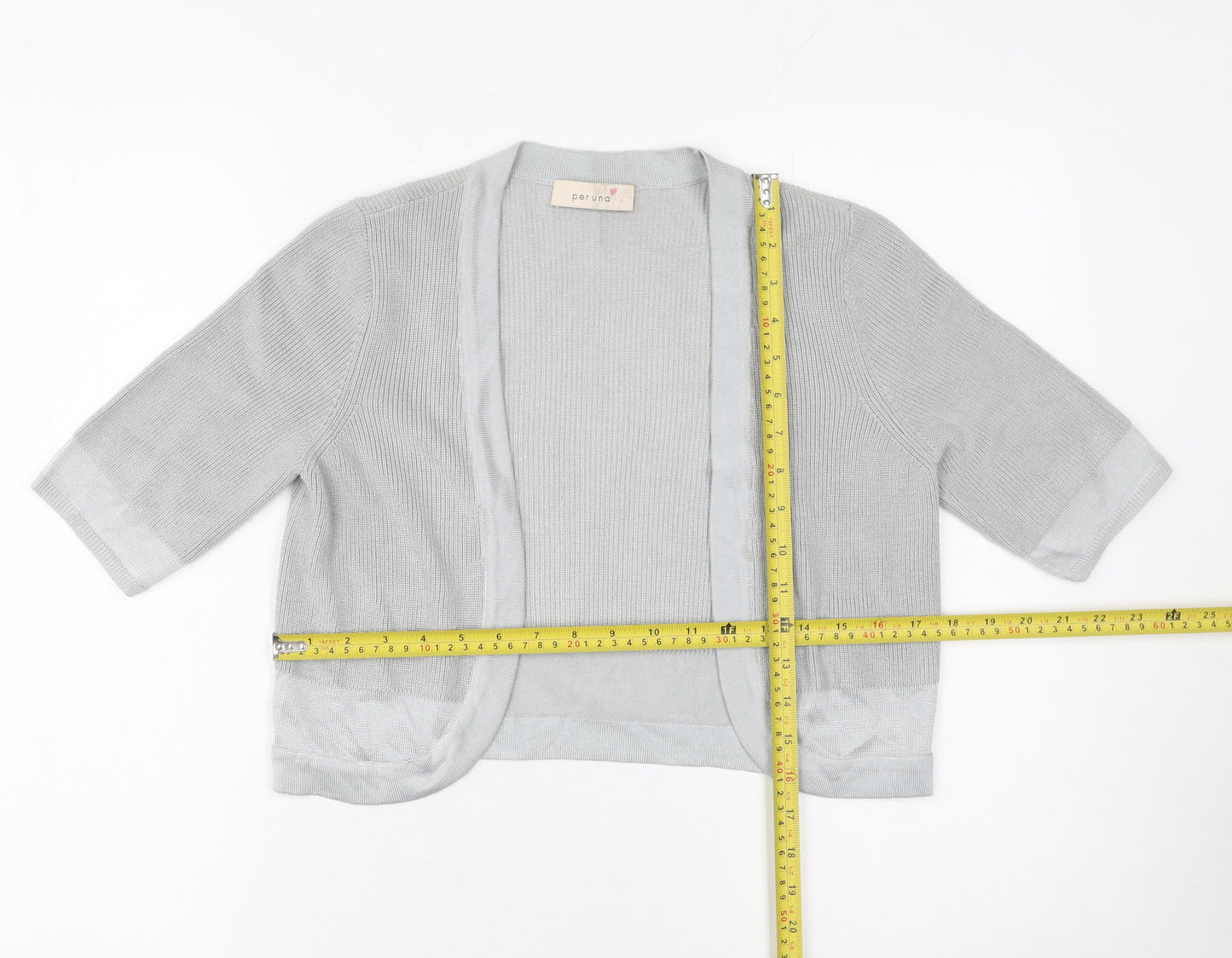 Marks and Spencer Women’s Grey 3/4 Sleeve Open Knit Cardigan Size 8