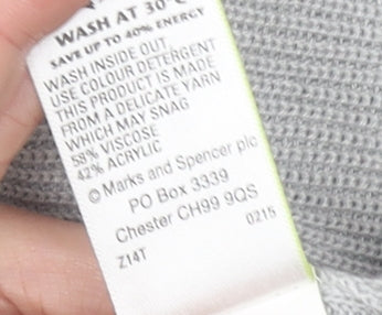 Marks and Spencer Women’s Grey 3/4 Sleeve Open Knit Cardigan Size 8