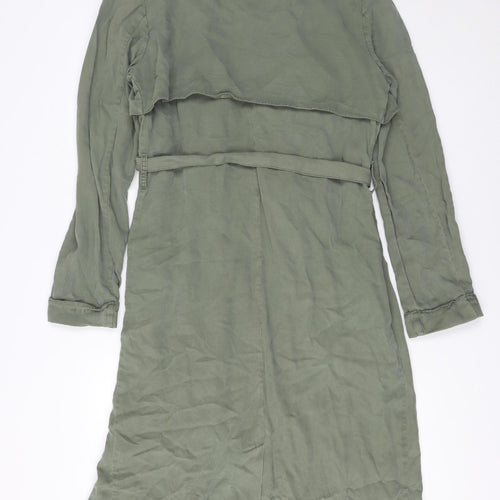 s.Oliver Women Green Belted Long Lyocell Trench Coat Size 14