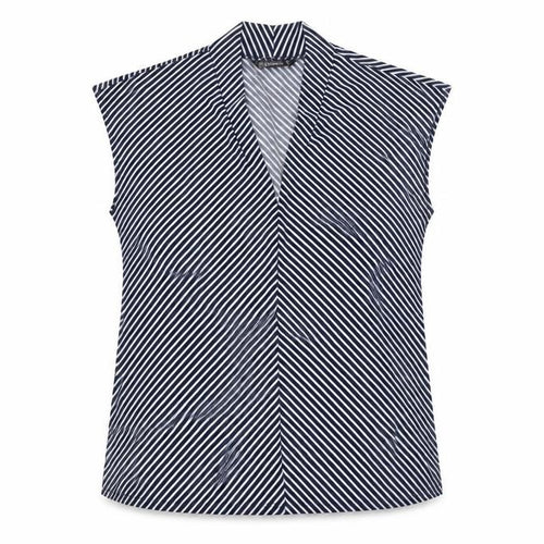 Dunnes Stores Women's Blue Striped Sleeveless V-Neck Blouse Size 12