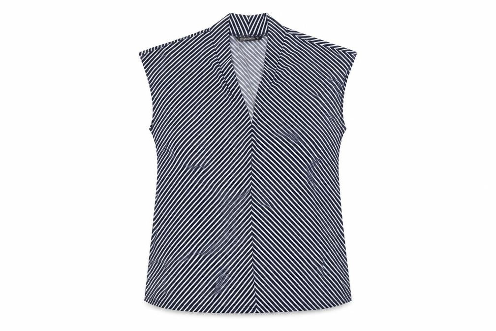 Dunnes Stores Women's Blue Striped Sleeveless V-Neck Blouse Size 12