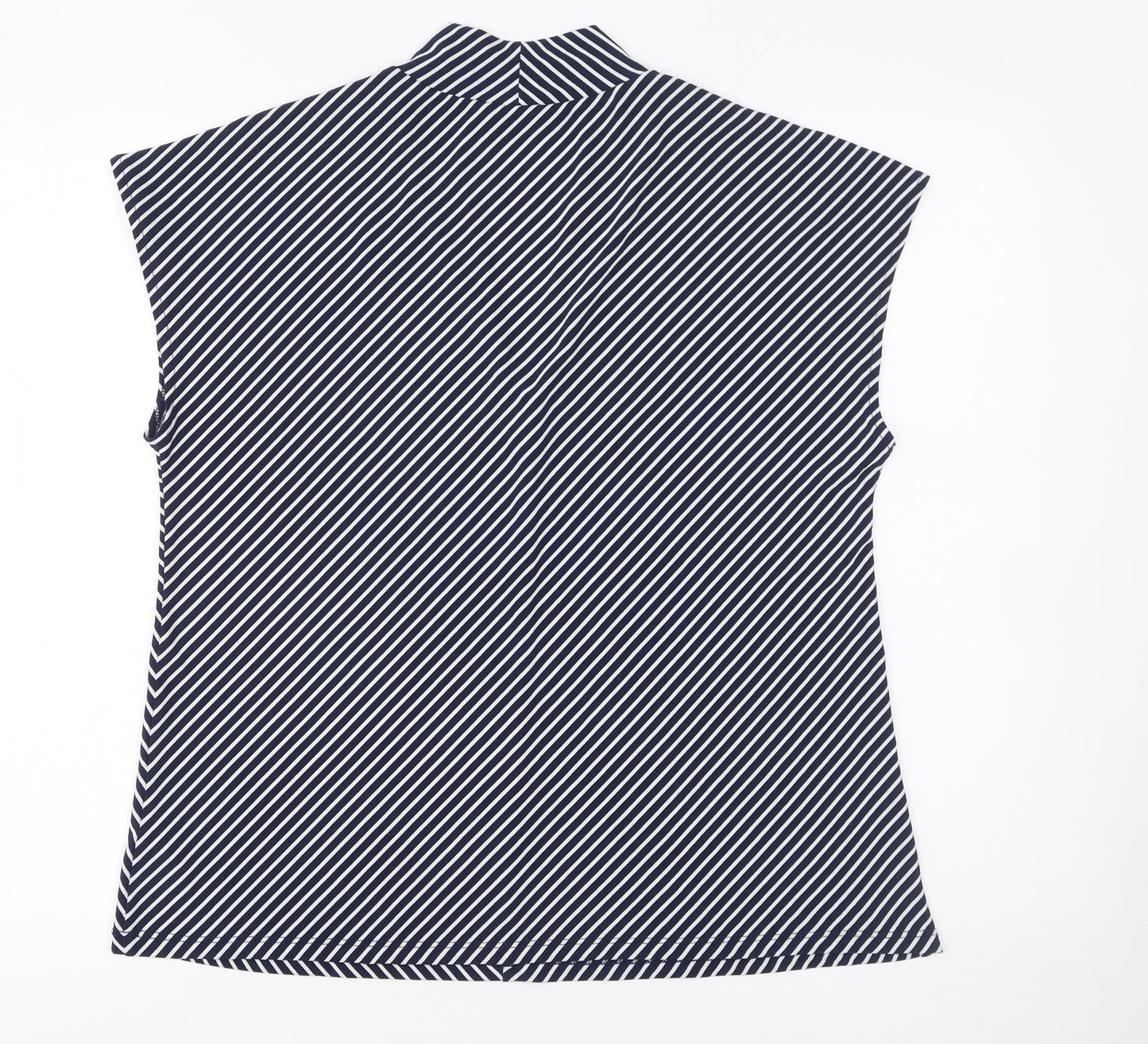 Dunnes Stores Women's Blue Striped Sleeveless V-Neck Blouse Size 12