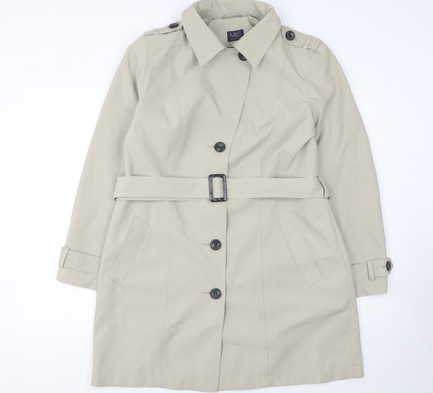 Marks and Spencer Women's Beige Trench Coat Size 16 Belted Classic Style