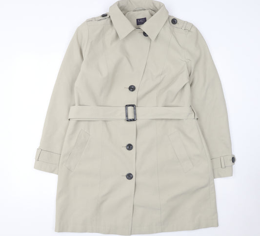 Marks and Spencer Women's Beige Trench Coat Size 16 Belted Classic Style