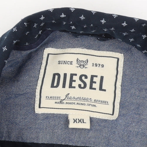 Diesel Men's Navy Polka Dot Cotton Long Sleeve Button-Up Shirt XXL