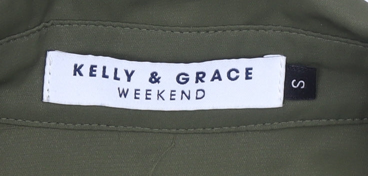 Kelly & Grace Women Green Shirt Dress S Sleeveless Belted Utility Style