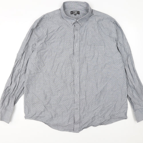 Dunnes Stores Men's Grey 2XL Regular Fit Long Sleeve Cotton Shirt