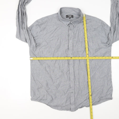Dunnes Stores Men's Grey 2XL Regular Fit Long Sleeve Cotton Shirt