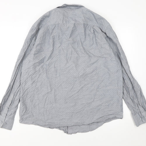 Dunnes Stores Men's Grey 2XL Regular Fit Long Sleeve Cotton Shirt