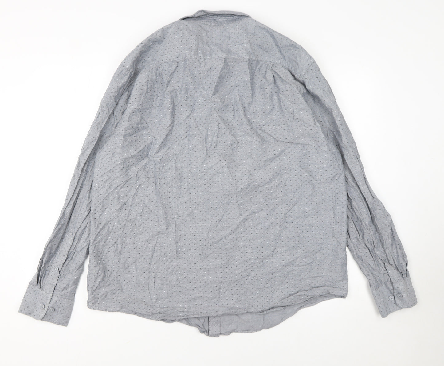 Dunnes Stores Men's Grey 2XL Regular Fit Long Sleeve Cotton Shirt
