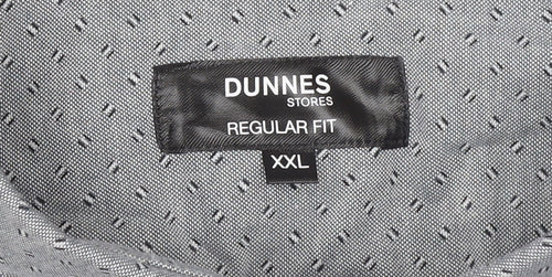 Dunnes Stores Men's Grey 2XL Regular Fit Long Sleeve Cotton Shirt