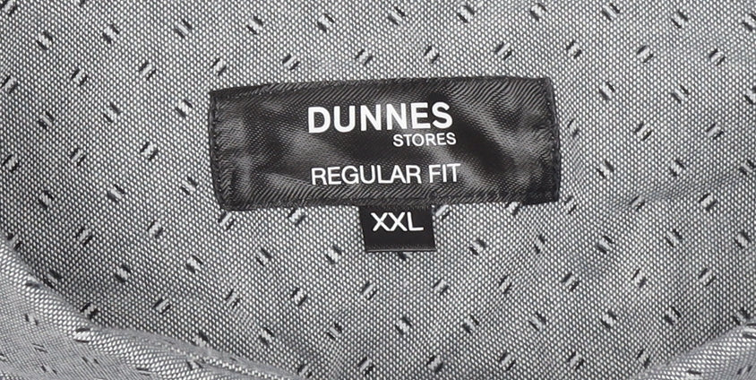 Dunnes Stores Men's Grey 2XL Regular Fit Long Sleeve Cotton Shirt