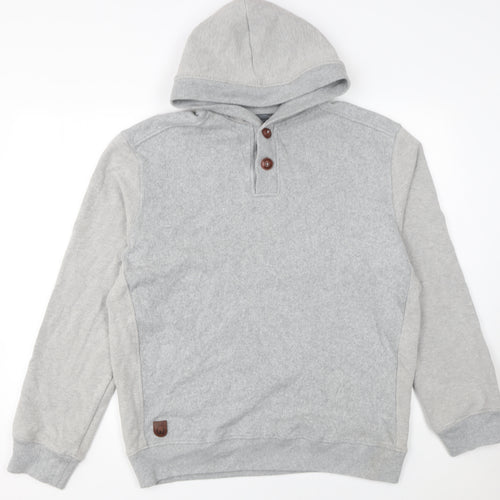 Diesel Jeans Mens Grey 2XL Henley Hoodie Long Sleeve Cotton Blend