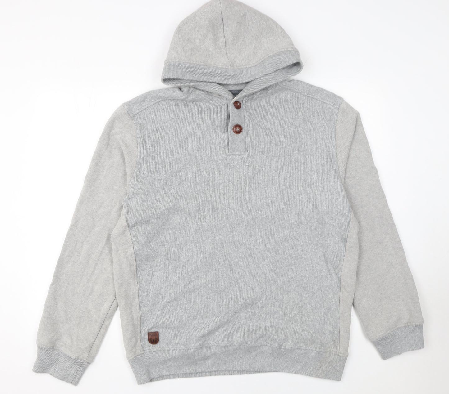 Diesel Jeans Mens Grey 2XL Henley Hoodie Long Sleeve Cotton Blend