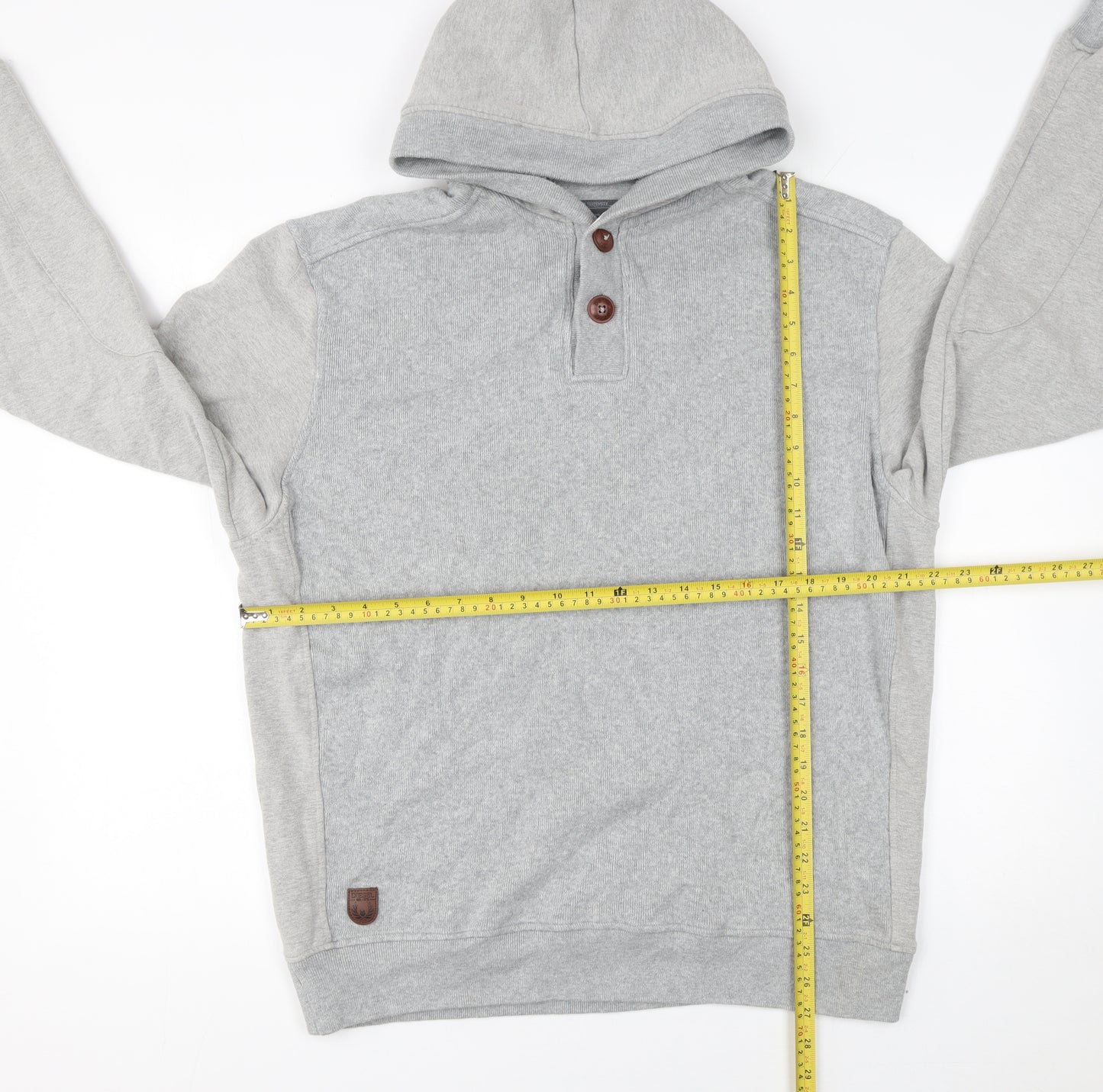 Diesel Jeans Mens Grey 2XL Henley Hoodie Long Sleeve Cotton Blend