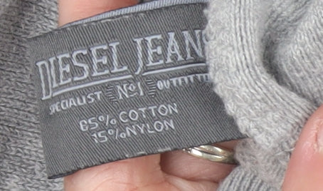 Diesel Jeans Mens Grey 2XL Henley Hoodie Long Sleeve Cotton Blend