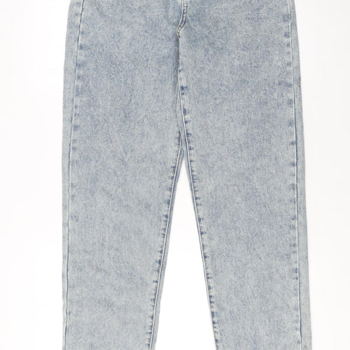 Boohoo Women Blue Acid Wash Mom Jeans UK 8 High Rise 34L