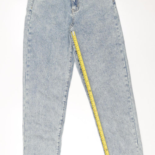 Boohoo Women Blue Acid Wash Mom Jeans UK 8 High Rise 34L