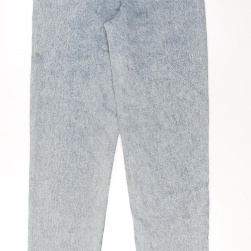Boohoo Women Blue Acid Wash Mom Jeans UK 8 High Rise 34L