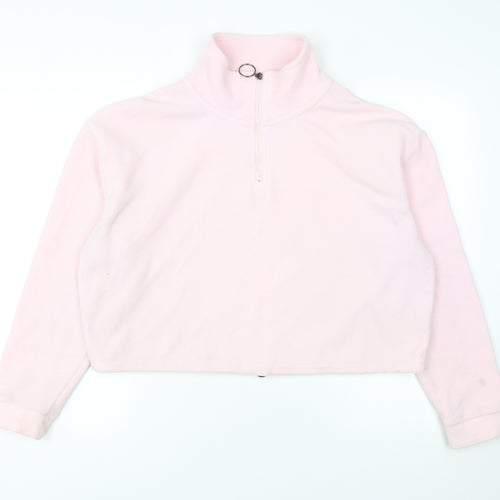 Brave Soul Women's Pink Fleece 1/4 Zip Pullover Sweatshirt M