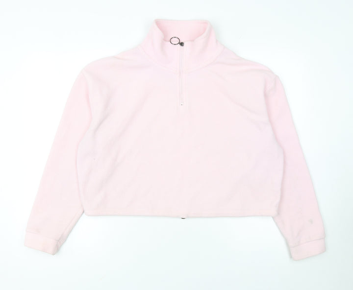 Brave Soul Women's Pink Fleece 1/4 Zip Pullover Sweatshirt M