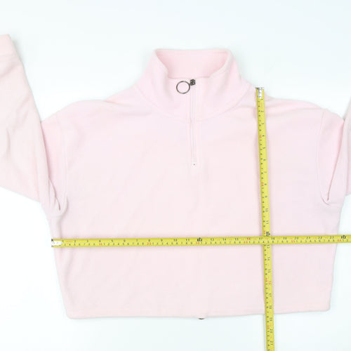 Brave Soul Women's Pink Fleece 1/4 Zip Pullover Sweatshirt M