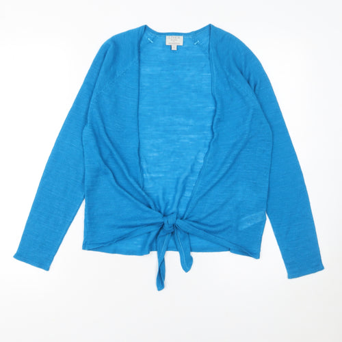 Monsoon Women Blue Linen Blend Long Sleeve Cardigan Size S