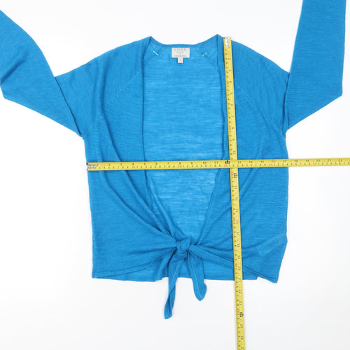 Monsoon Women Blue Linen Blend Long Sleeve Cardigan Size S