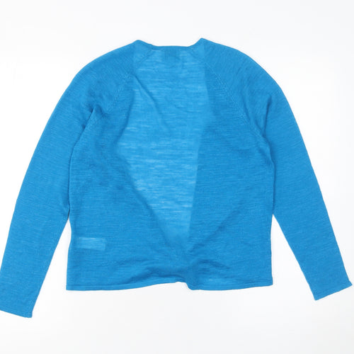 Monsoon Women Blue Linen Blend Long Sleeve Cardigan Size S