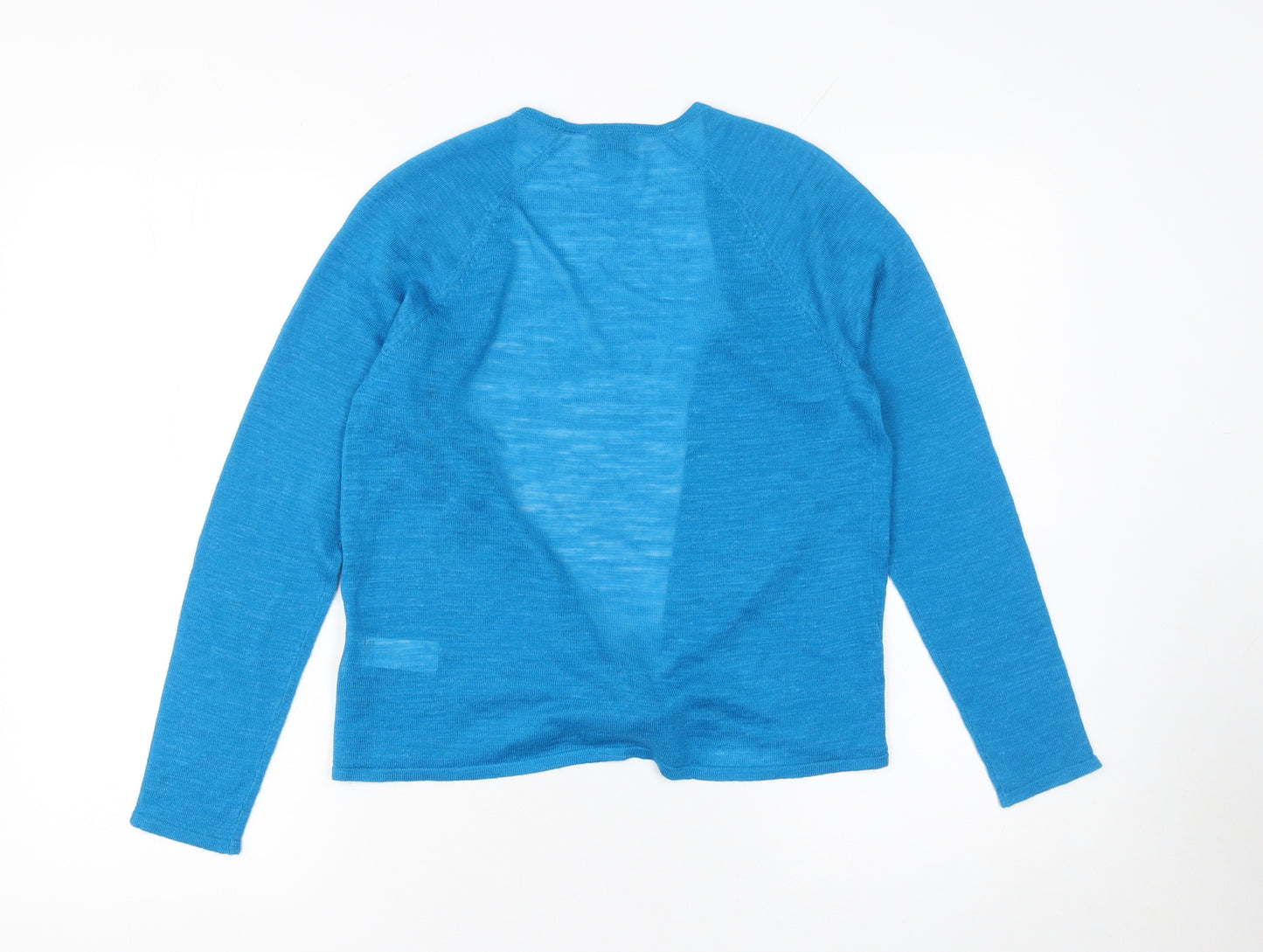 Monsoon Women Blue Linen Blend Long Sleeve Cardigan Size S