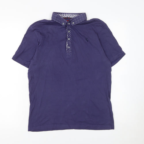 Swade Men's Blue Cotton Short Sleeve Polo Shirt Size S