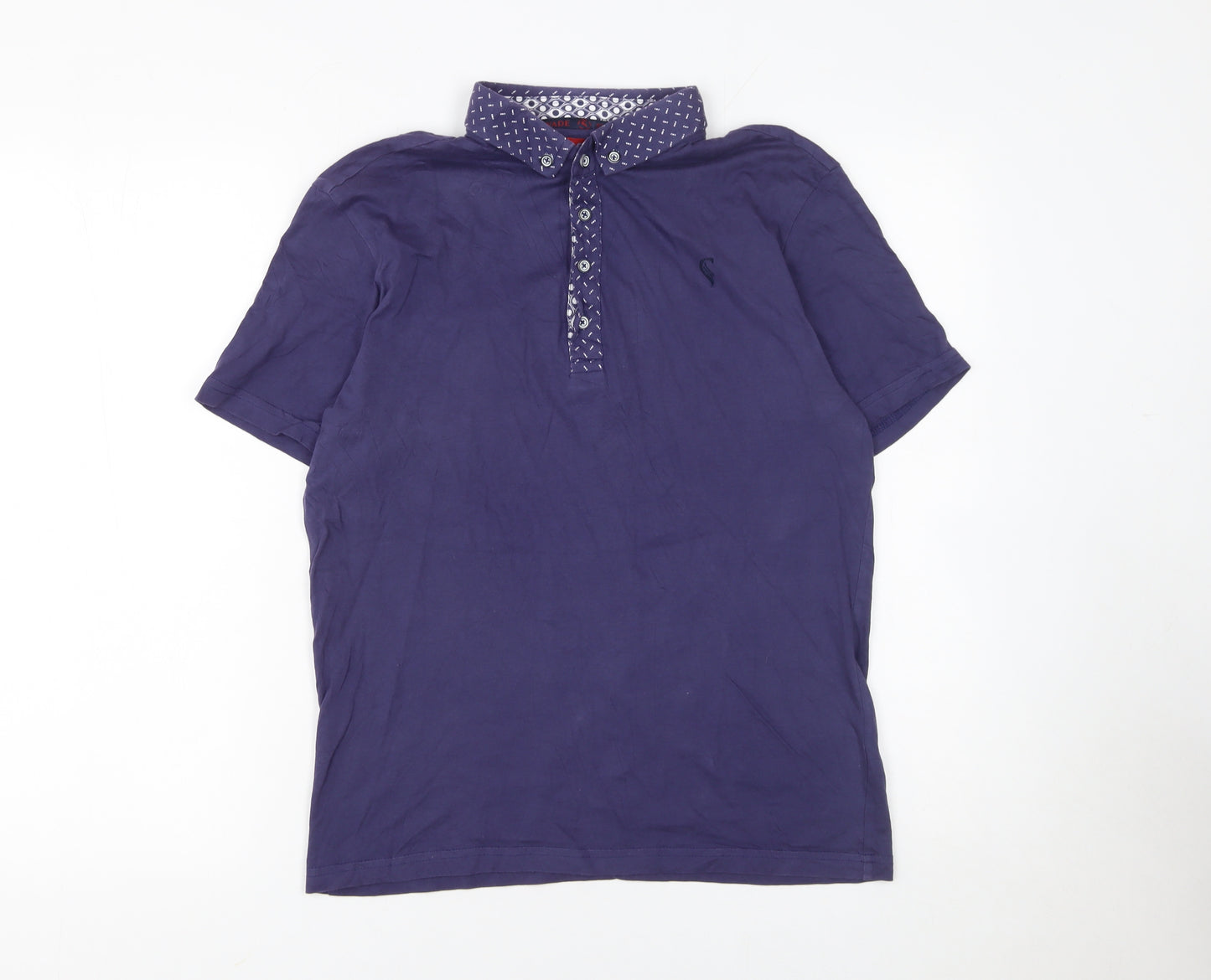 Swade Men's Blue Cotton Short Sleeve Polo Shirt Size S