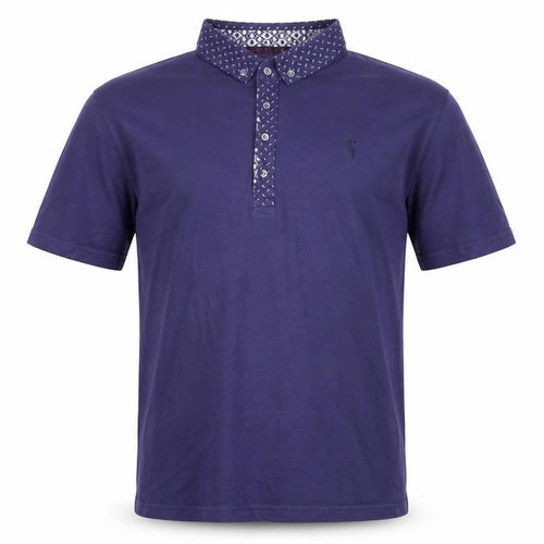 Swade Men's Blue Cotton Short Sleeve Polo Shirt Size S